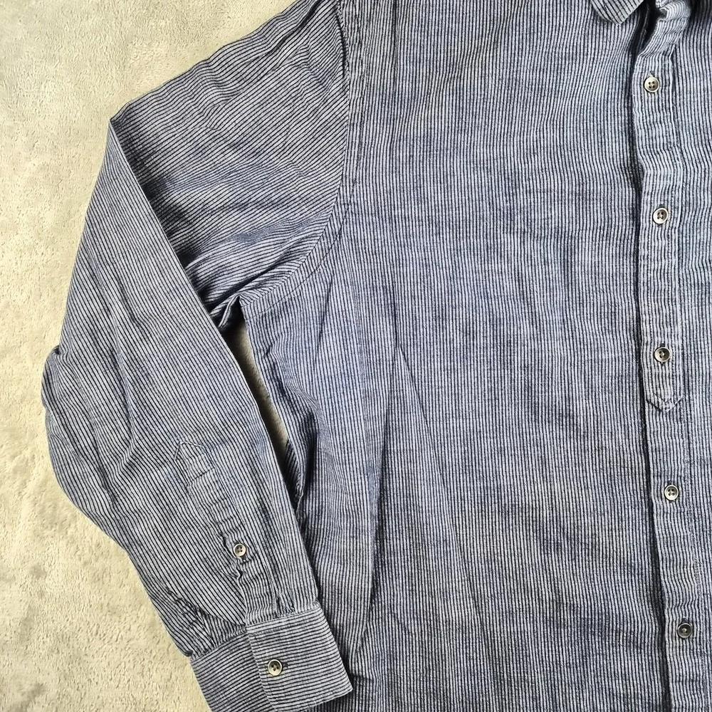 Banana Republic Mens Shirt XL Blue Striped Long Sleeve Modern Workwear Office